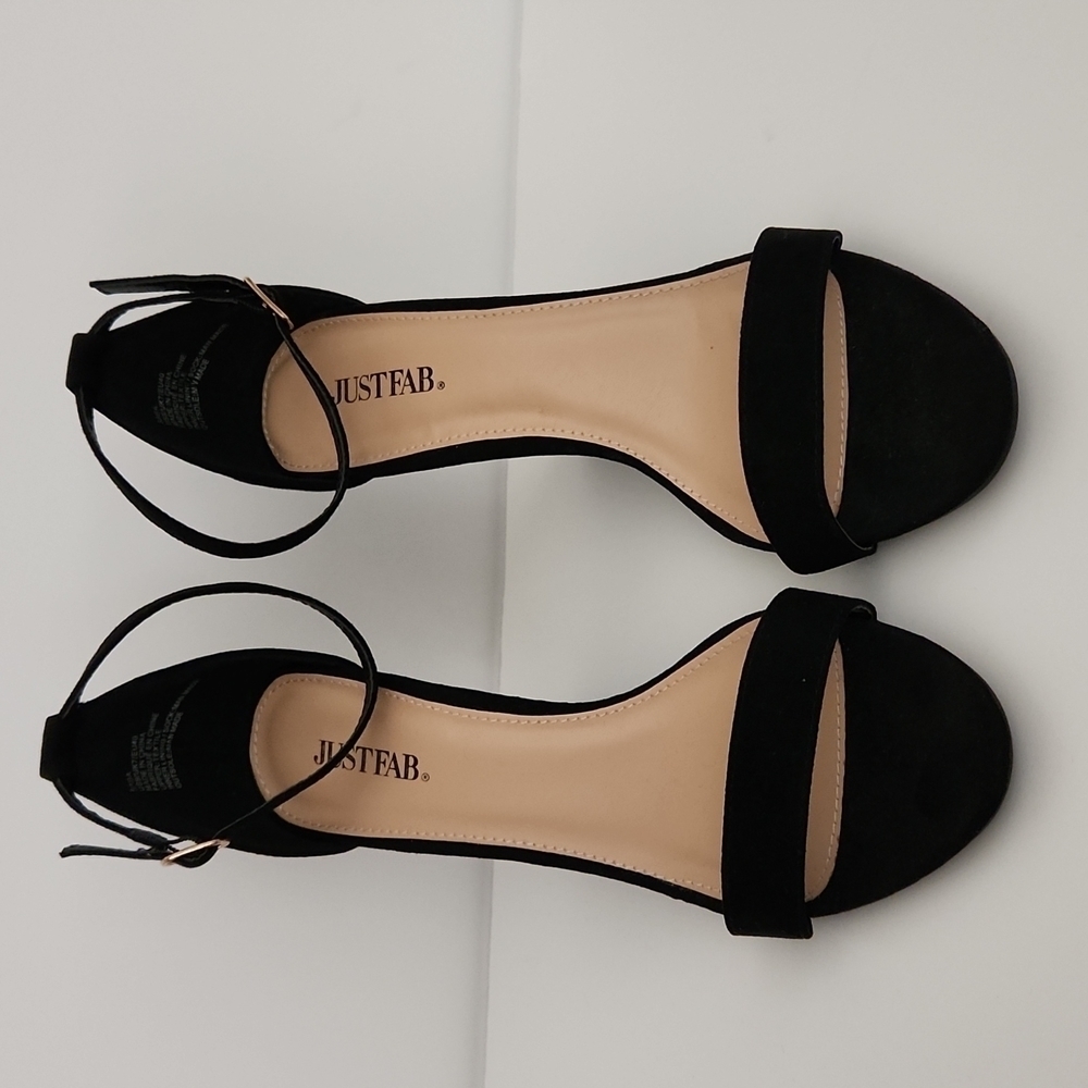 Just Fab Black Wedge Ankle Strap Shoe size 9